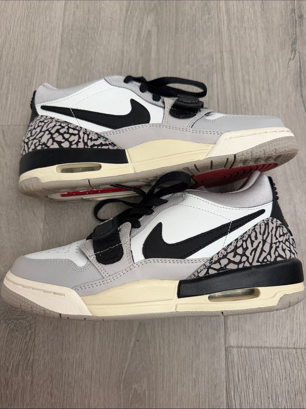 Jordan Kids White, Gray & Black Sneakers with Elephant Print Heel